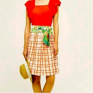 Anthropologie by Maeve belted circle silk skirt size 10